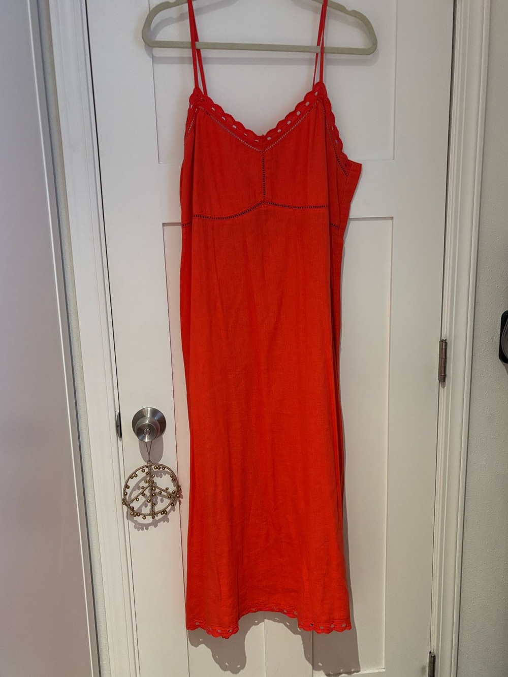 Old Navy Red Scalloped Slip Dress with Spaghetti Straps